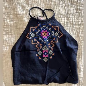 Black spaghetti strap cute crop top